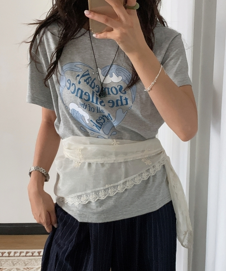 ベーシックレタリング半袖Tシャツ GREY
