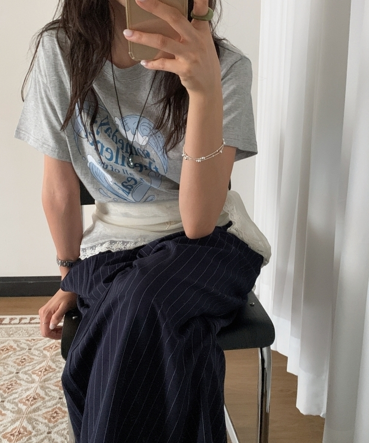 ベーシックレタリング半袖Tシャツ GREY
