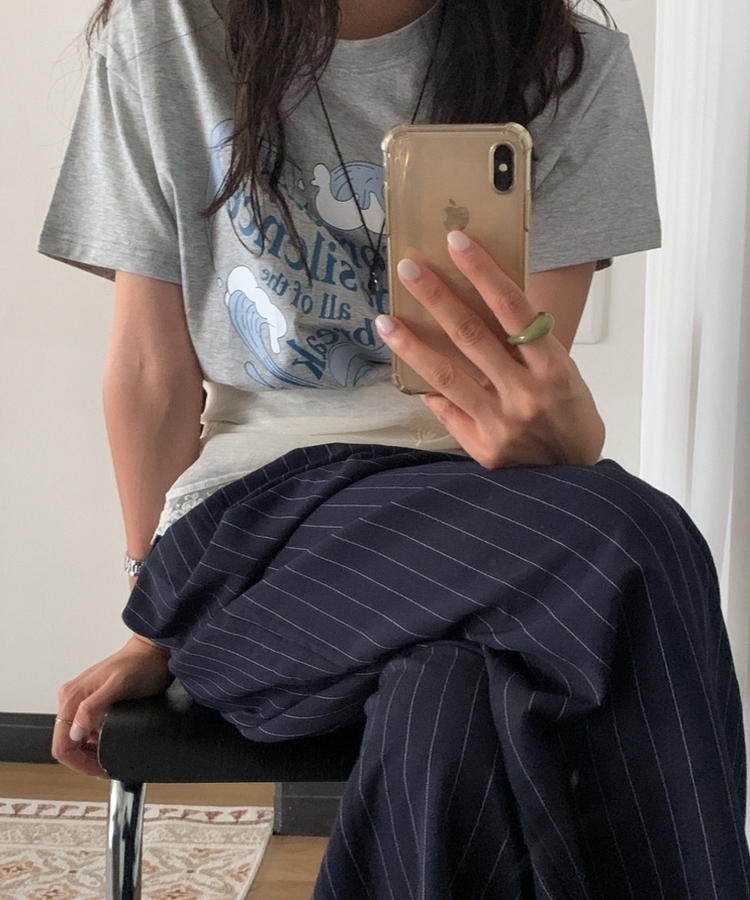 ベーシックレタリング半袖Tシャツ GREY