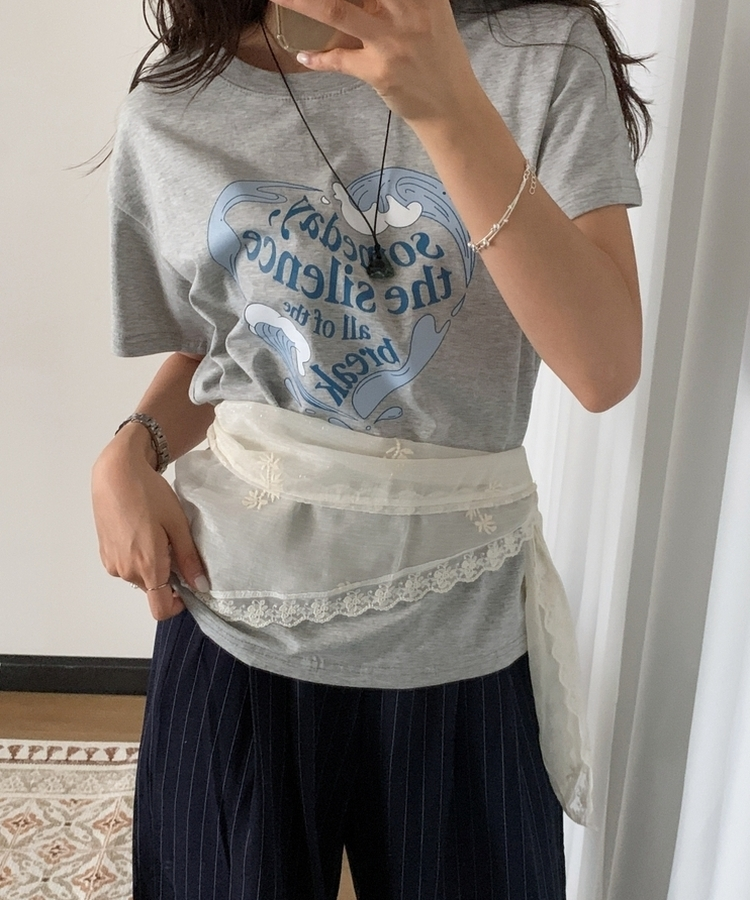 ベーシックレタリング半袖Tシャツ GREY