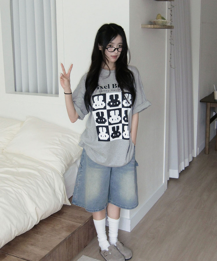 쿠니 카펜터 워싱 데님 버뮤다 팬츠 연청