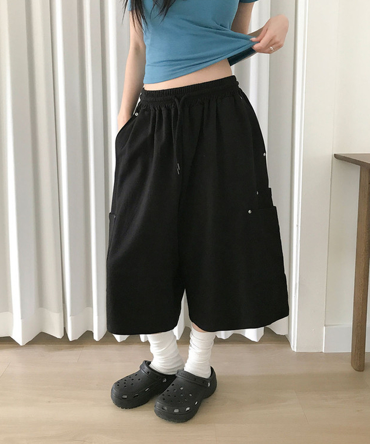 カーゴポケット6分丈バミューダパンツ BLACK