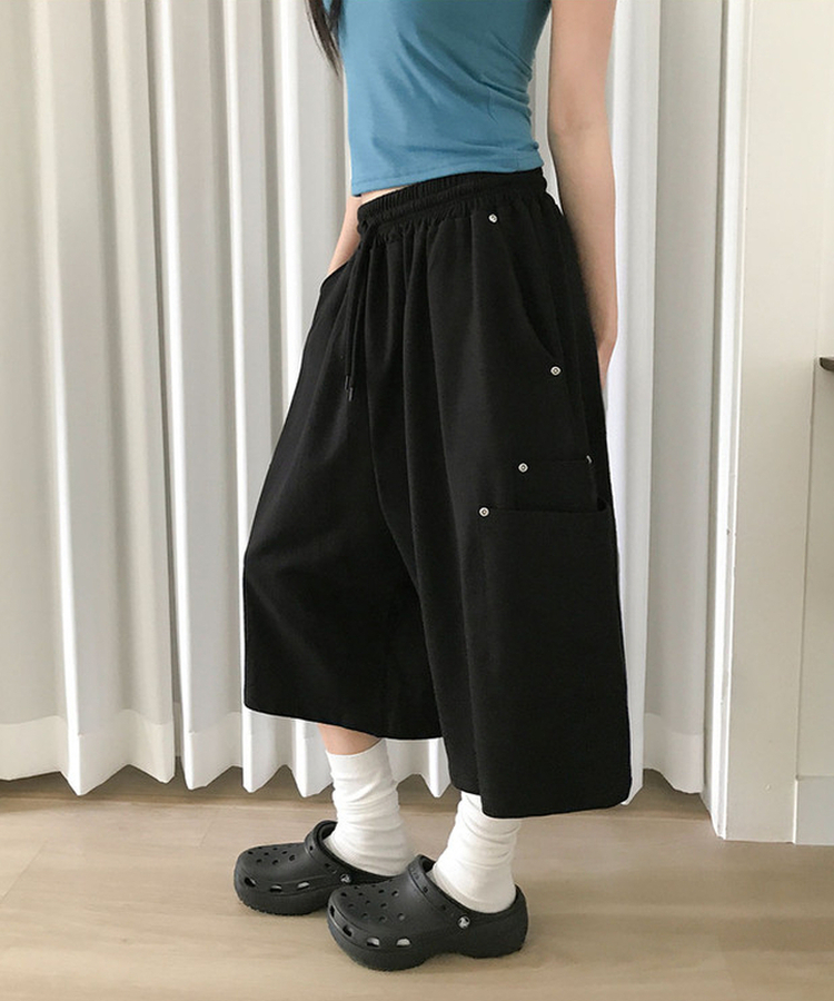 カーゴポケット6分丈バミューダパンツ BLACK