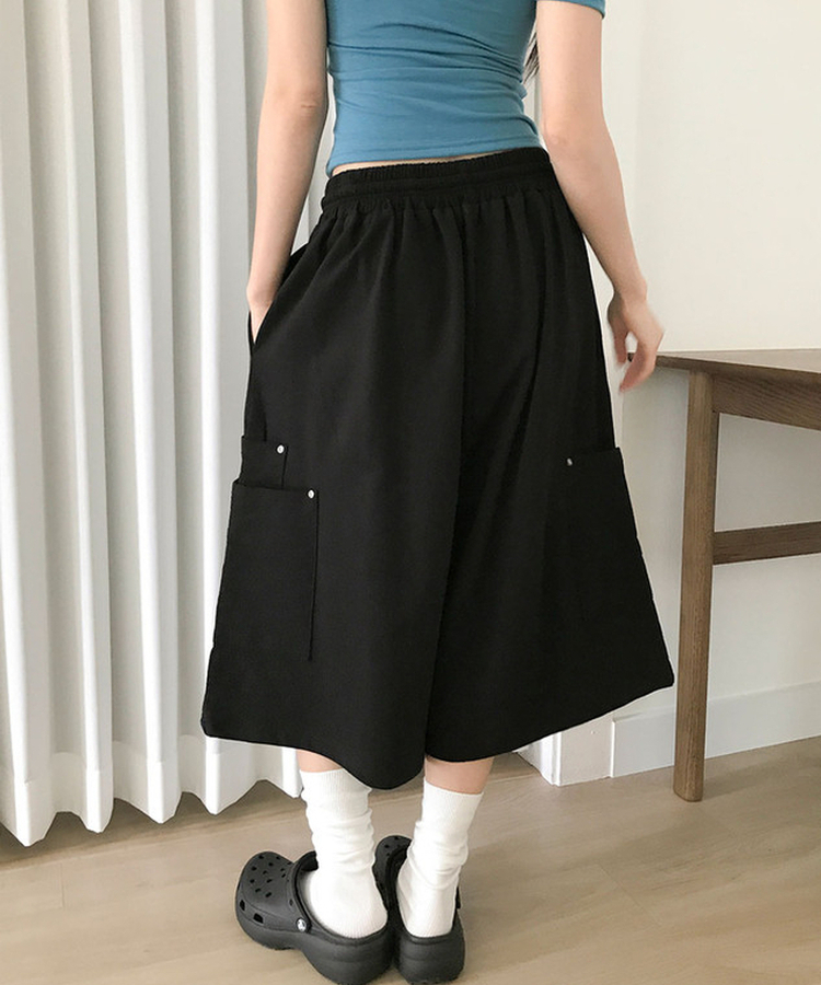 カーゴポケット6分丈バミューダパンツ BLACK