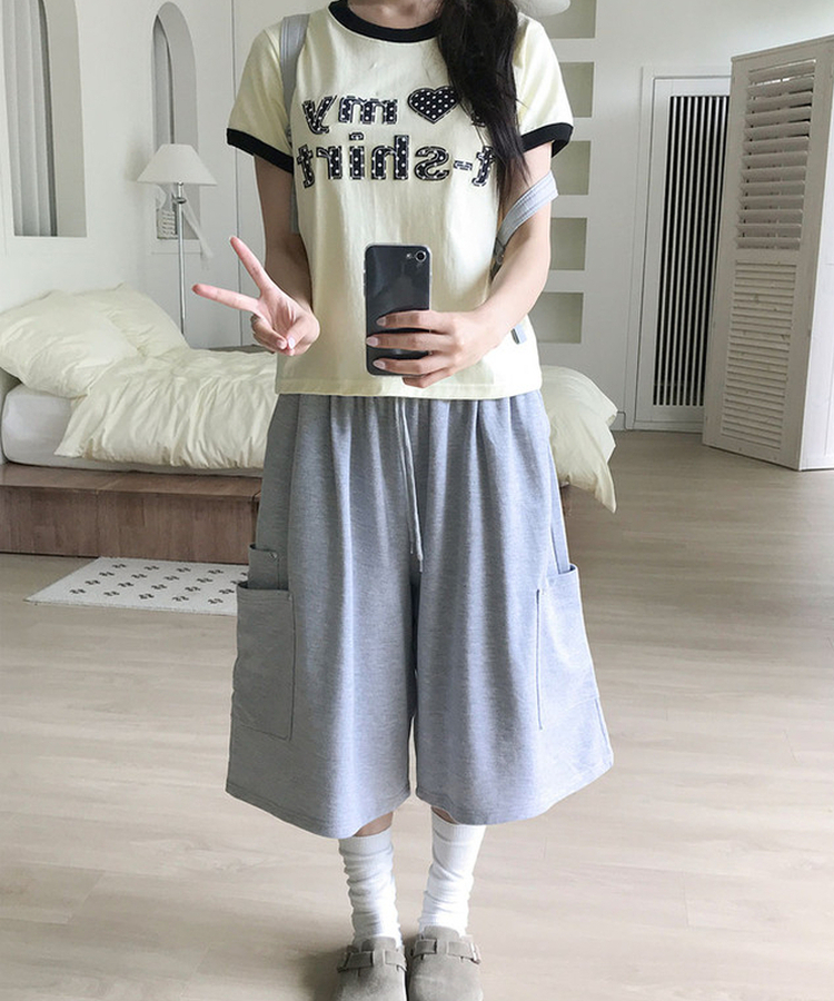 カーゴポケット6分丈バミューダパンツ MELANGE