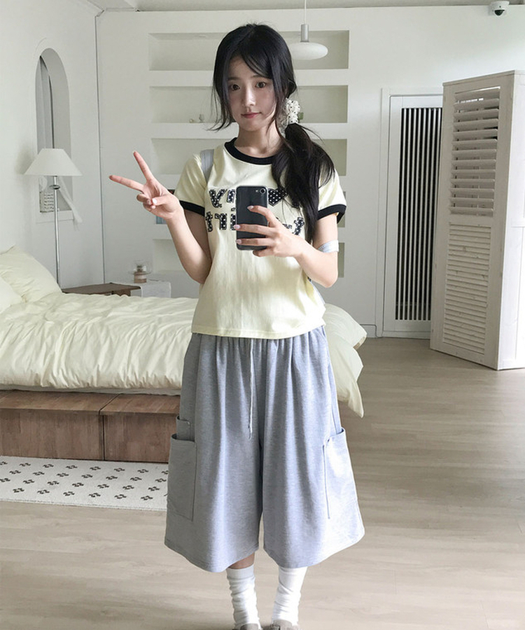 カーゴポケット6分丈バミューダパンツ MELANGE