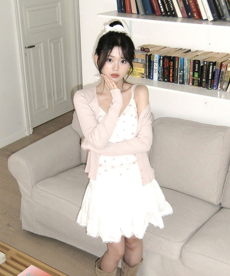 샤샤 밴딩 캉캉 레이스 미니 스커트 흰색