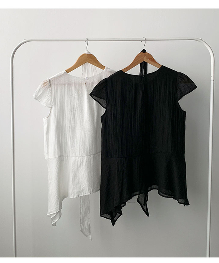 シアーシフォンスパフ半袖ブラウス