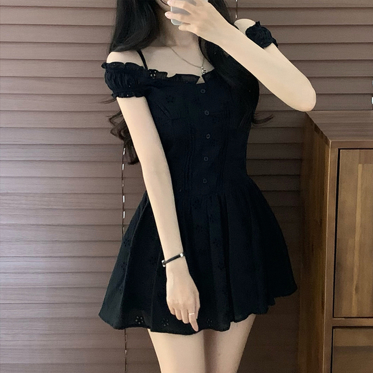 レースキャミソールワンピース BLACK