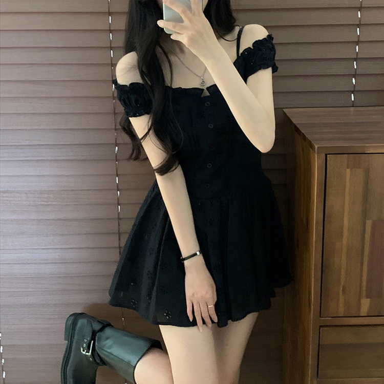 レースキャミソールワンピース BLACK