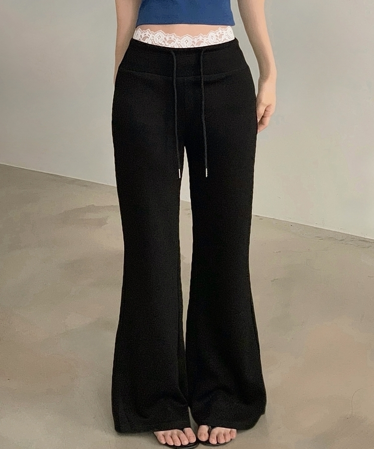 【丈別】セミブーツカットトレーニングパンツ(6color) BLACK