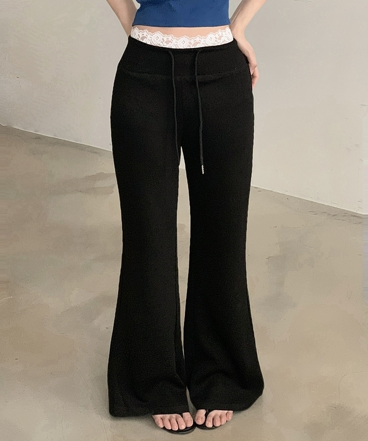 【丈別】セミブーツカットトレーニングパンツ(6color) BLACK