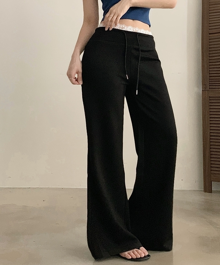 【丈別】セミブーツカットトレーニングパンツ(6color) BLACK