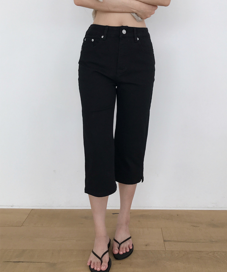 スリットカプリ6分丈パンツ BLACK