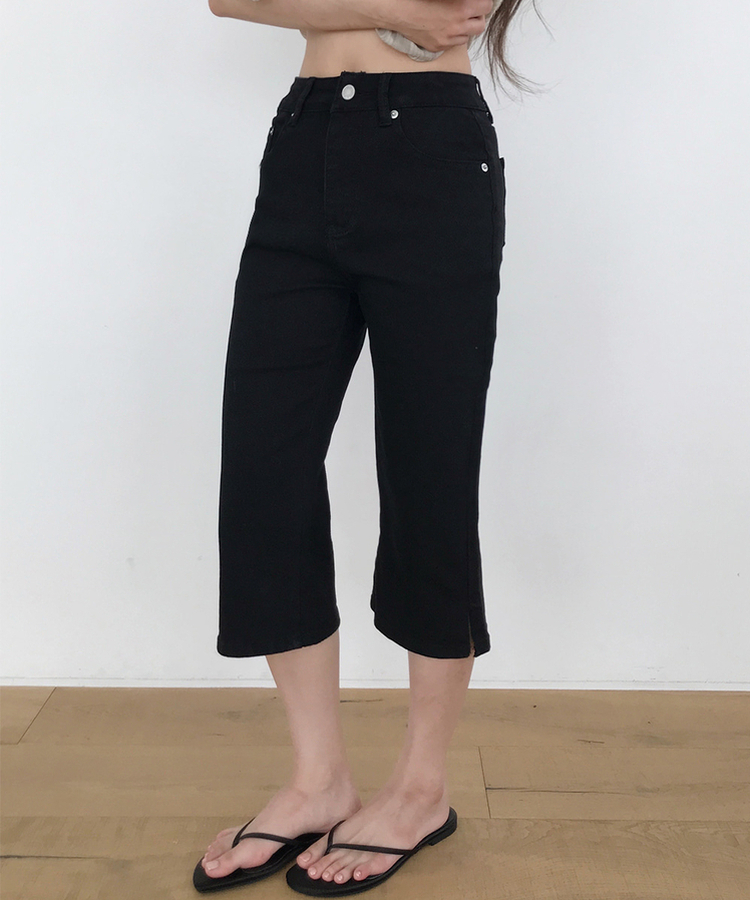 スリットカプリ6分丈パンツ BLACK