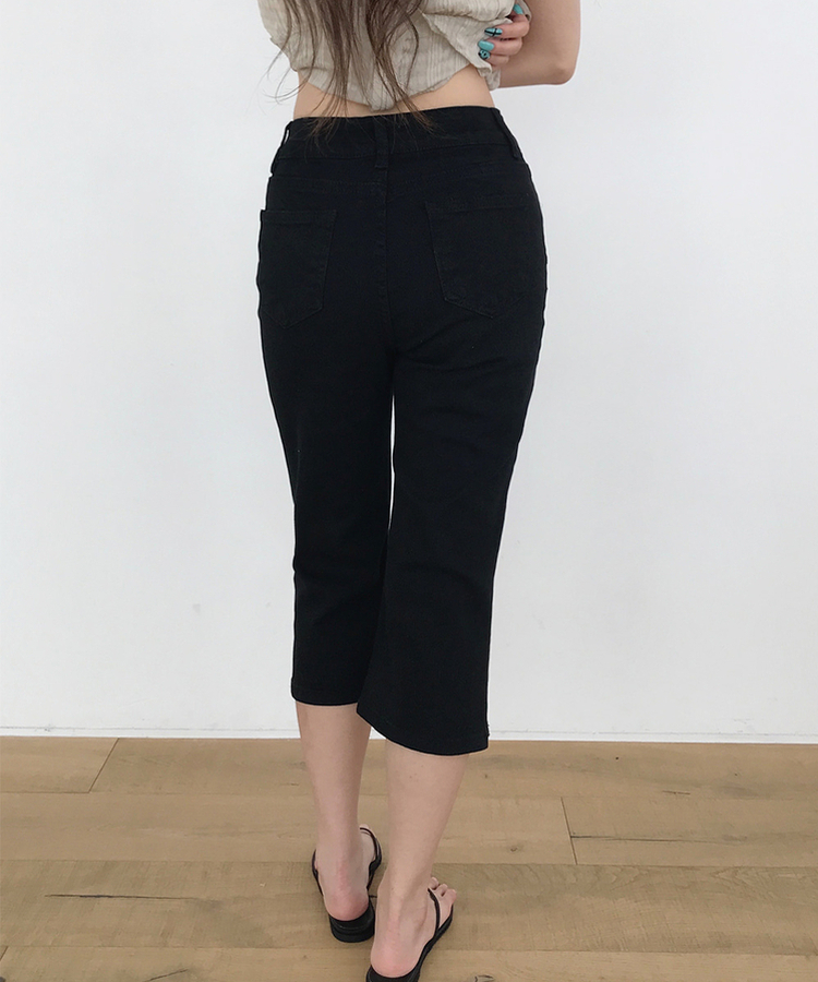 スリットカプリ6分丈パンツ BLACK