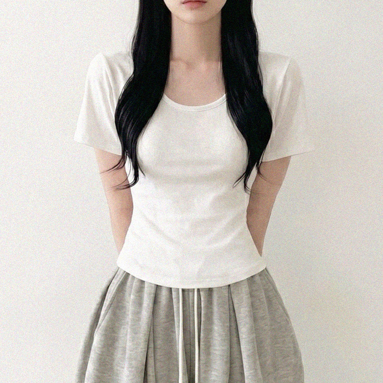 クロップ半袖Tシャツ(5color) IVORY