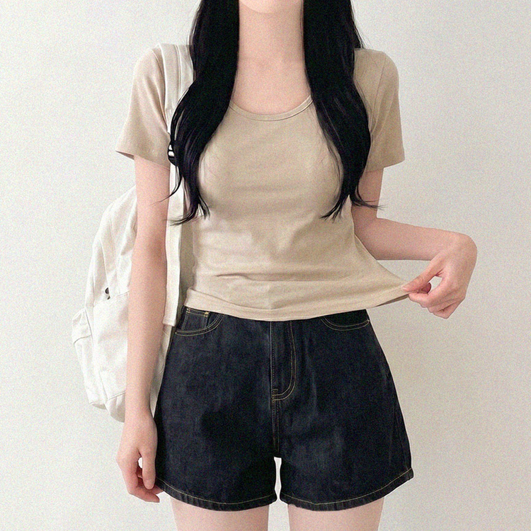 クロップ半袖Tシャツ(5color) CREAM