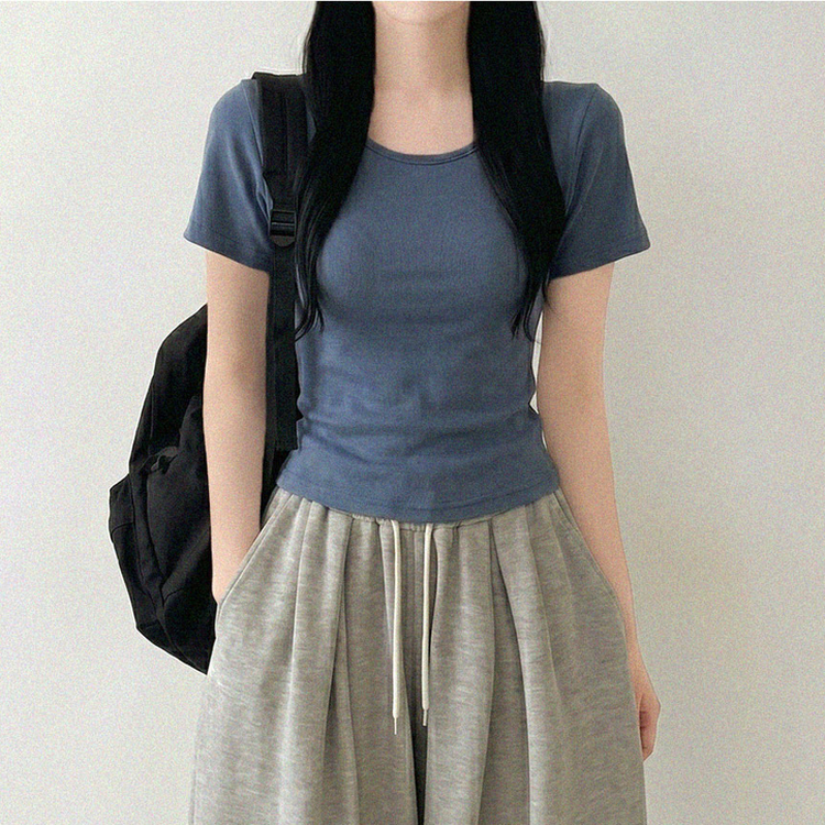 クロップ半袖Tシャツ(5color) NAVY