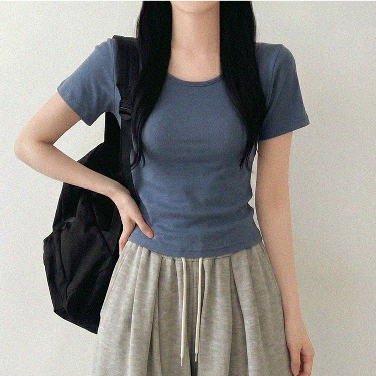 クロップ半袖Tシャツ(5color) NAVY
