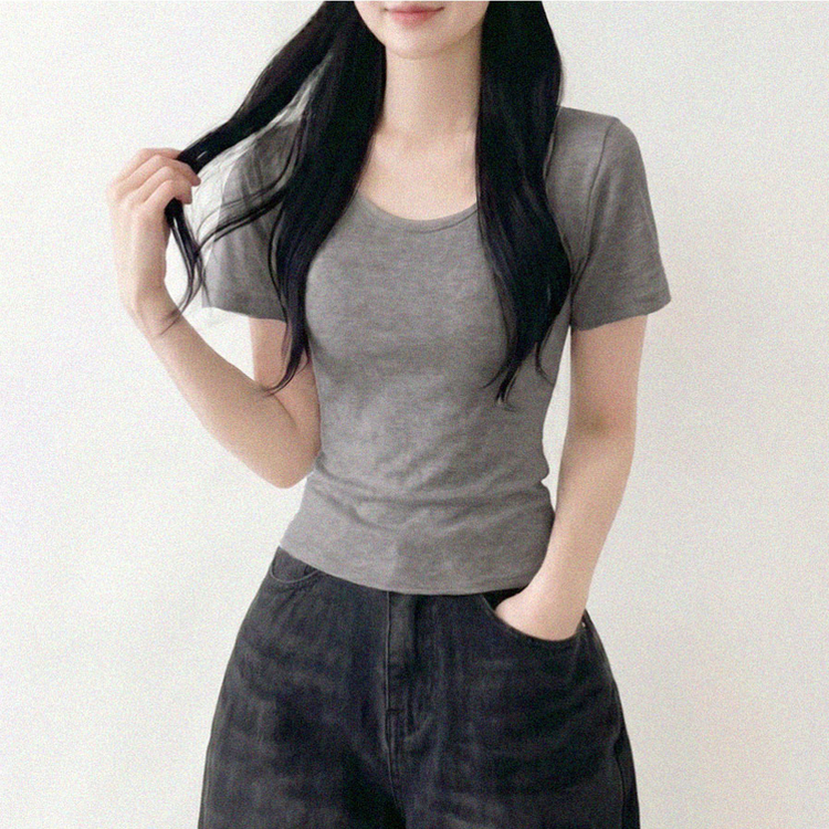 クロップ半袖Tシャツ(5color) GRAY