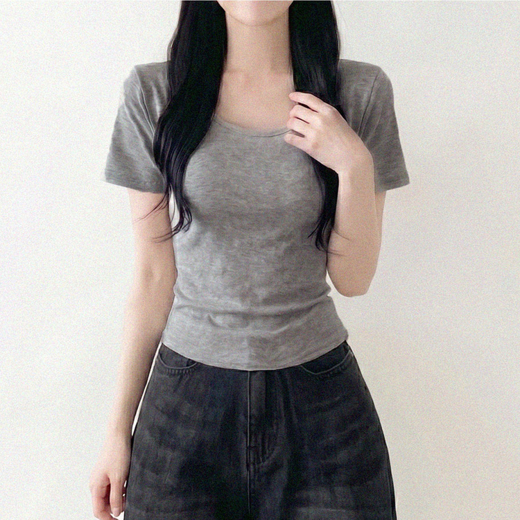 クロップ半袖Tシャツ(5color) GRAY