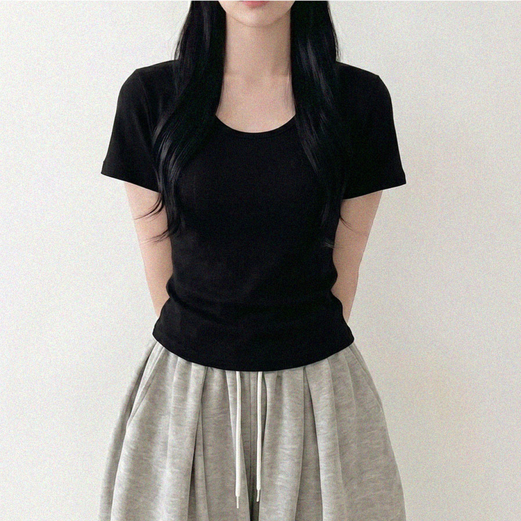 クロップ半袖Tシャツ(5color) BLACK