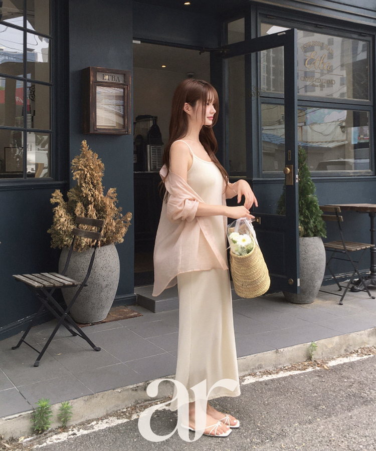 コーデ悩みzero/シャツ＆ワンピースset♥）シャツ ノースリーブ ロング