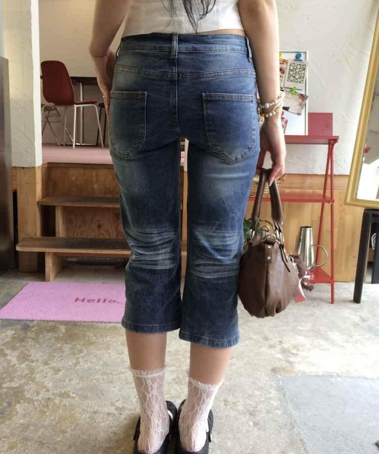 デニムカプリパンツ MID DENIM
