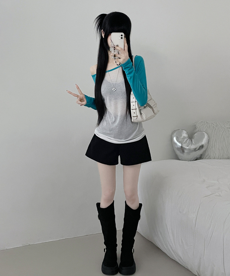 シアーラグラン長袖Tシャツ(5color) AQUA BLUE