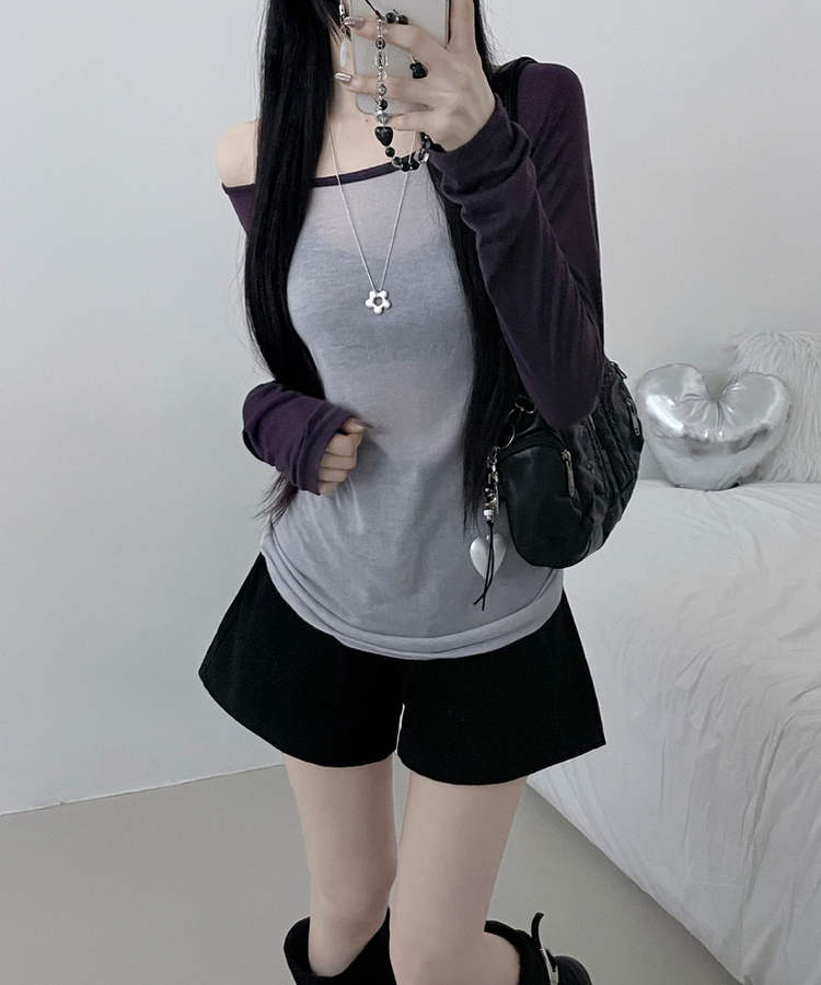 シアーラグラン長袖Tシャツ(5color) PURPLE