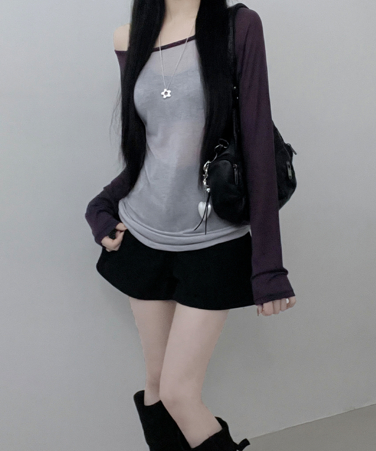 シアーラグラン長袖Tシャツ(5color) PURPLE