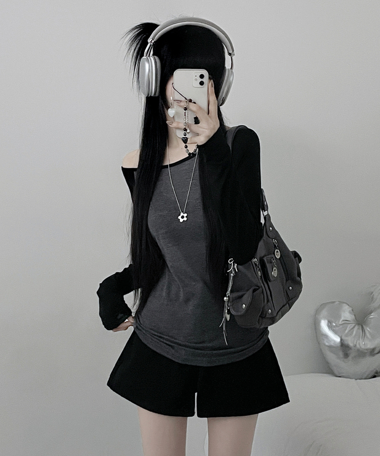 シアーラグラン長袖Tシャツ(5color) BLACK