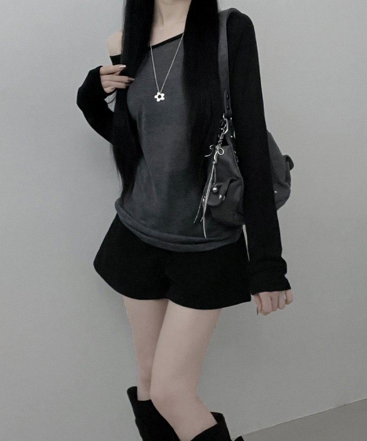 シアーラグラン長袖Tシャツ(5color) BLACK