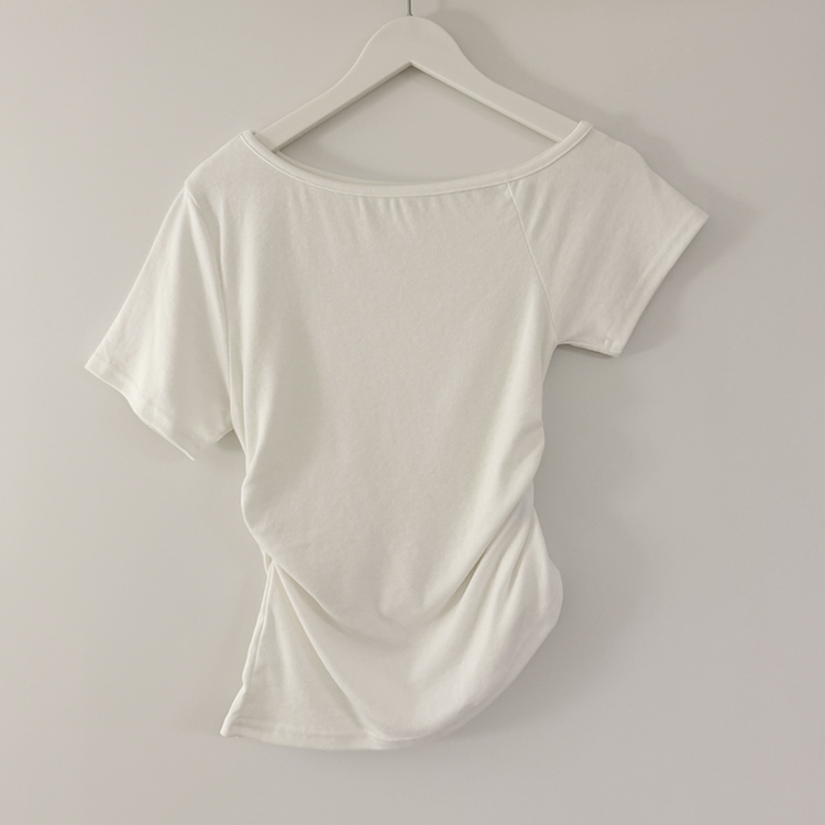 ワンショルダーサイドシャーリングTシャツ
