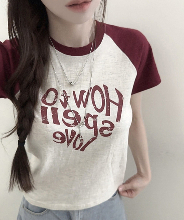 ラグランセミクロップ半袖Tシャツ｜半袖Tシャツ｜韓国ファッション通販