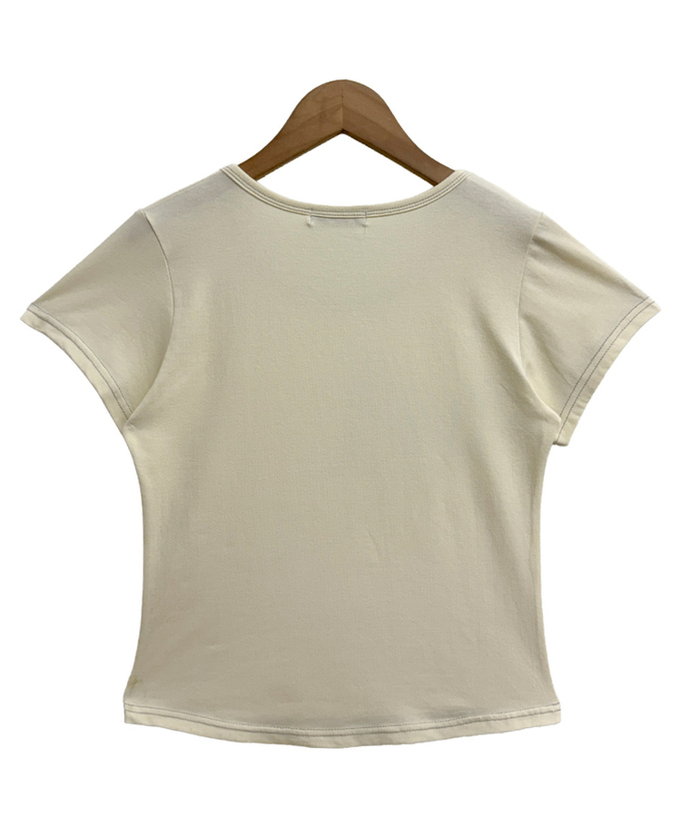 シルバーステッチセミクロップ半袖Tシャツ