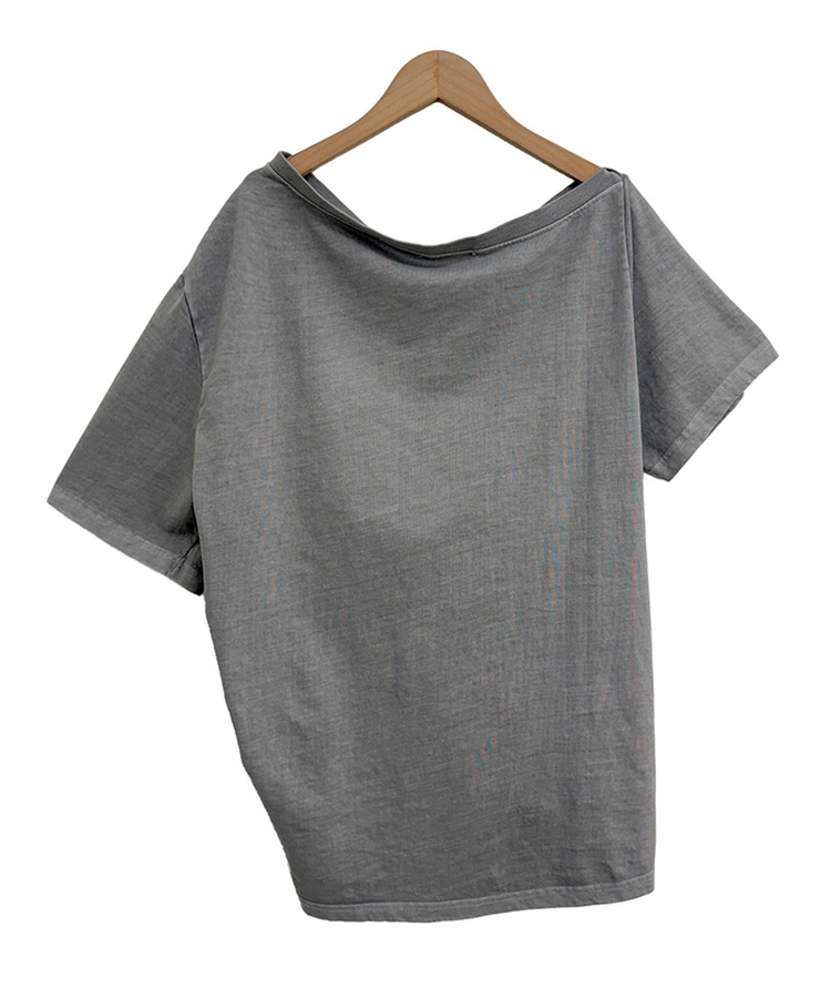 ワンショルダーシャーリング半袖Tシャツ