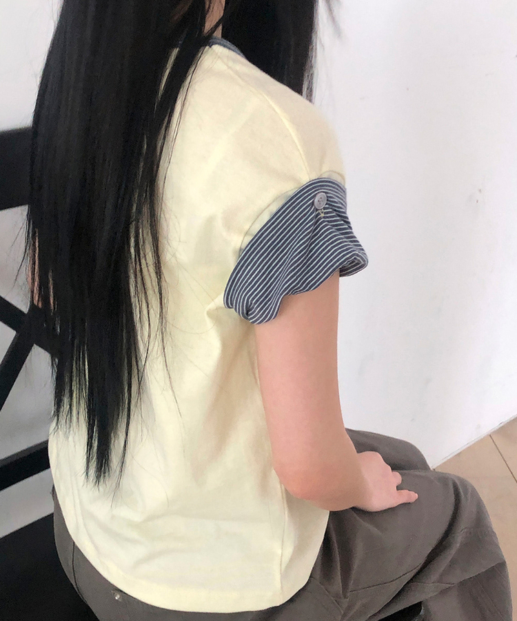 ロールアップ半袖Tシャツ YELLOW