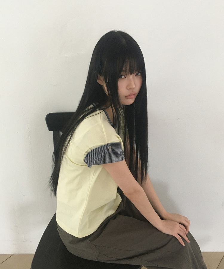 ロールアップ半袖Tシャツ YELLOW