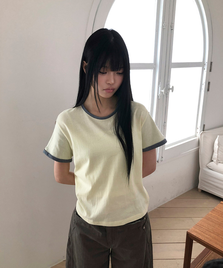 ロールアップ半袖Tシャツ YELLOW
