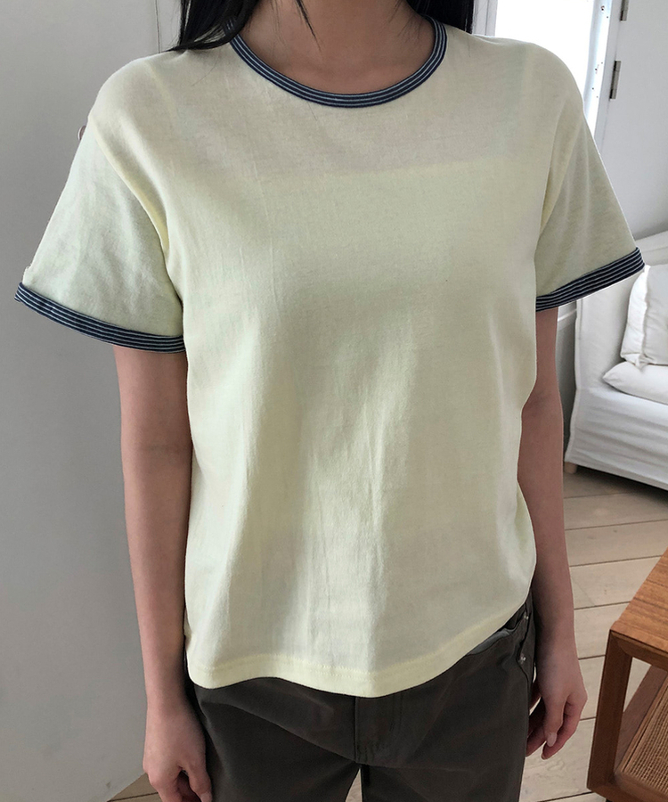 ロールアップ半袖Tシャツ YELLOW
