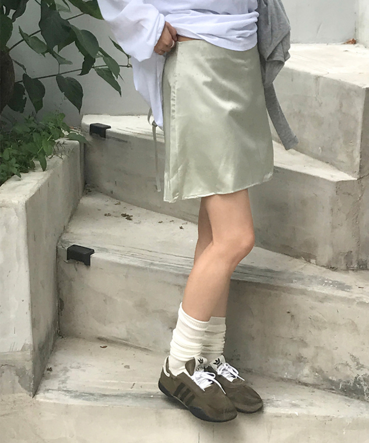 フラワーサテンスカート MINT