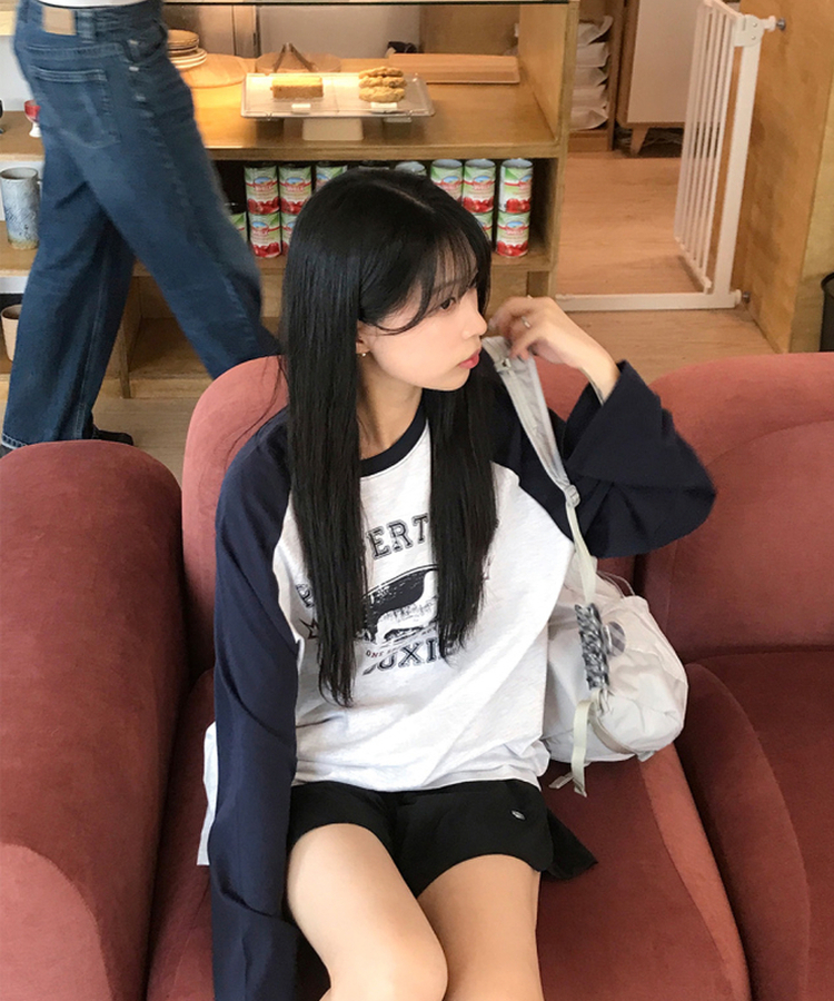 ラグランビンテージ長袖Tシャツ MELANGE WHITE