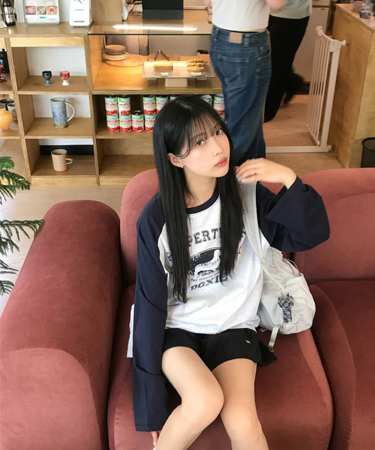 ラグランビンテージ長袖Tシャツ MELANGE WHITE