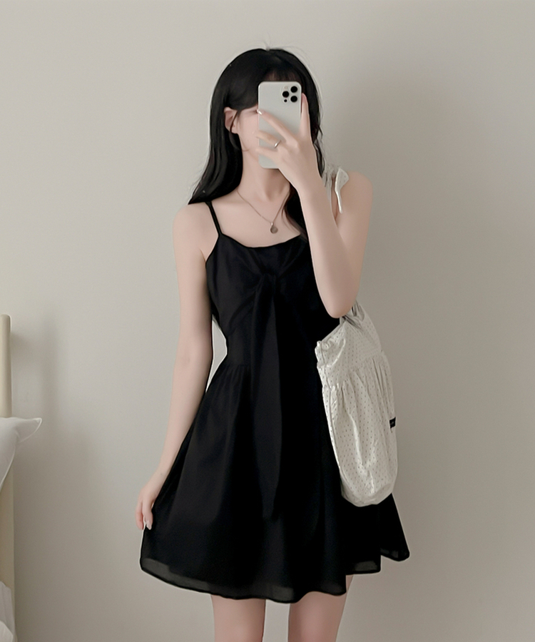 リボンキャミソールワンピース BLACK