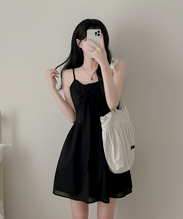 リボンキャミソールワンピース BLACK