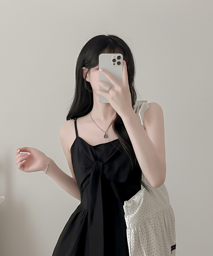 リボンキャミソールワンピース BLACK
