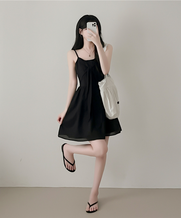 リボンキャミソールワンピース BLACK