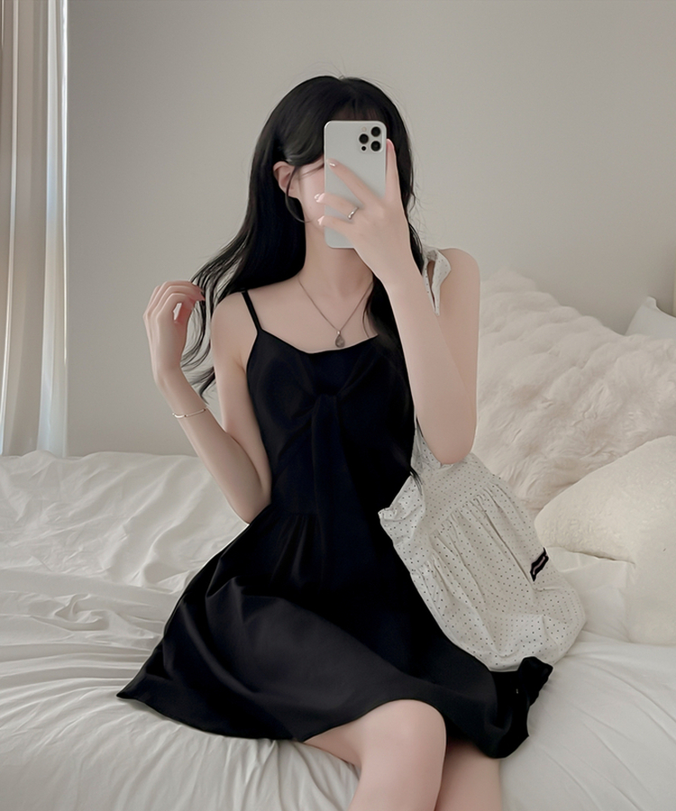 リボンキャミソールワンピース BLACK